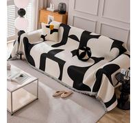 VanderHOME Premium Copridivano Reversibile Per 4 Stagioni, Teli Copridivano, Adatta Per Divano, Letto, Poltrona, Per Tutte Le Stagioni Con Frangia 180 * 280cm-Nero