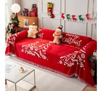 VanderHOME Premium Reversibile Copridivano ，Divano con motivo natalizio Plaid, Teli Copridivano, Adatta Per Divano, Letto, Poltrona, Per Tutte Le Stagioni Con Frangia 180 * 300cm-Albero di Natale