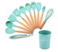 VanderHOME Set Composto Utensili Cucina in Silicone da 11 pz Antiaderente Cucina Cottura Resistente al Calore, Azzurro
