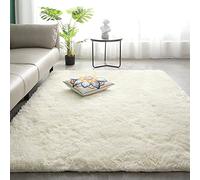 VanderHOME Tappeti per area tie-dye in colore puro, senza spargimento e senza sbiadimento, tappeto morbido e soffice per camera da letto e soggiorno Bianco puro 140x200 cm