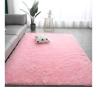 VanderHOME Tappeti tie-dye in colore puro, senza spargimento e senza sbiadimento, tappeto morbido e soffice per camera da letto e soggiorno Rosa puro 180x200 cm