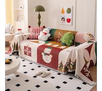 VanderHOME Telo Copridivano Con Nappe, Copri Divano Natalizio 1/2/3/4 Posti - Motivi Eleganti, Reversibile per Decorazioni Festive 180 * 340cm-Natale