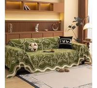 VanderHOME Telo Copridivano Con Nappe, telo divano 1-4 Posti - Coperta Divano Motivo Floreale, Regalo Di Natale, Reversibile, Decorazione Festiva 180 * 340cm-Verde