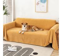 VanderHOME Telo Copridivano Multifunzionale Copritutto Universale Decorativo Per Divani, Copridivano Antigraffio Gatto, Fodera Divano Antimacchia Lavabile 180 * 380cm-Giallo