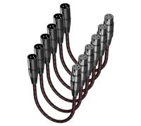 VANDESAIL Cavo XLR corto, cavo microfono da 0,3 m, confezione da 6 pezzi, cavo per microfono bilanciato, connettore a 3 pin maschio a femmina XLR per mixer, sistemi di altoparlanti XLR, ecc