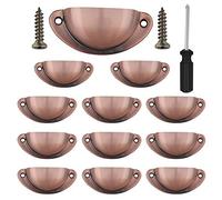 Vandicka 12 Pezzi Maniglie e Pomelli per Cassetti Vintage, Maniglie per Mobili a Forma di Conchiglia a Mezza Luna Tradizionali per Armadio Guardaroba Comò, 81mm, Rame, con Viti e Cacciavite