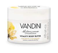 VANDINI Vitality Body Butter da donna con fiori di vaniglia e olio di macadamia, crema per il corpo e crema per il viso per pelli secche e esigenti, crema idratante vegana per donne (1 x 200 ml)