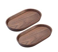 Vandroop Mini vassoi da portata per feste, piccolo vassoio decorativo per tè e caffè, piatti ovali in legno per servire cibo per antipasti e verdure per bagno 20 x 10 cm (noce, set di 2)