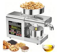 vanenferse Frantoio Automatico da 1200 W per L'estrazione Olio Girasole/Oliva con Tramoggia da 6 Litri, Frantoio Domestico a Caldo/Freddo in Acciaio Inossidabile con Temperatura Regolata a 104-500 ℉