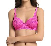 Vanever Reggiseno da Donna con Ferretto Coppa Piena Pizzo Push Up Balconcino Coppa Morbido Smooth Microfibra Bright Rose 34DD