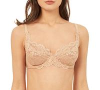 Vanever Reggiseno da Donna con Ferretto Coppa Piena Pizzo Push Up Balconcino Coppa Morbido Smooth Microfibra, Nudo 34D