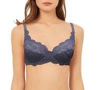 Vanever Reggiseno da Donna con Ferretto Coppa Piena Pizzo Push Up Balconcino Coppa Morbido Smooth Microfibra, Grigio Acciaio 36C