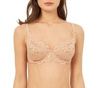 Vanever Reggiseno da Donna con Ferretto Coppa Piena Pizzo Push Up Balconcino Coppa Morbido Smooth Microfibra, Nudo 34B