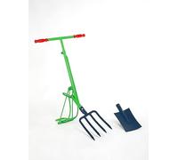 Vanga automatica LA PERRETTE che permette di fare giardinaggio in piedi senza doversi chinare, fornita con forcone a 4 punte e vanga