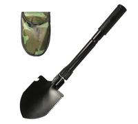 Vanga pieghevole multifunzione 4 in 1 in acciaio al carbonio | Mini vanga pieghevole da giardino (40 cm) con bussola e borsa per il trasporto, per campeggio, giardinaggio, pulizia della neve, caccia e