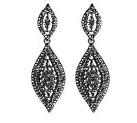 VANGETIMI Orecchini da sposa alla moda con strass di cristallo per donne da sposa damigella d'onore lunga foglia lampadario a goccia orecchini pendenti gioielli, 3.3 inch X 1 inch X 10.2 g, Vetro Lega