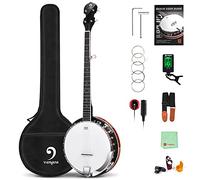 Vangoa Banjo a 5 corde per mancini, banjo aperto in mogano con risonatore, con manuale di avviamento e kit per principianti