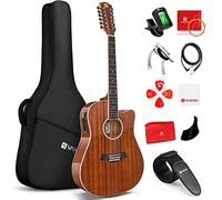 Vangoa Chitarra a 12 Corde Elettroacustico 4/4 Legno di sapelli Dodici Corde Chitarra con Equalizzatore a 4 Bande, Marrone