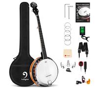 Vangoa Kit banjo a 5 corde per principianti con testa Remo, risonatore in mogano, retro chiuso, borsa premium per adulti, adolescenti, principianti