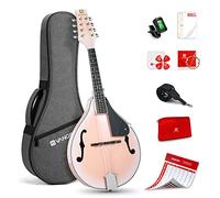 Vangoa, mandolino elettrico acustico a 8 corde, in mogano Redburst, con custodia, plettri, corde extra, accordatore e cinghia