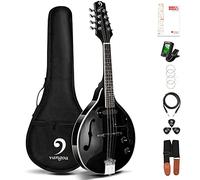 Vangoa Mandolino elettrico acustico in mogano, strumento musicale a forma di mandolino, per principianti, adulti, adolescenti, bambini, nero