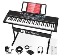 Vangoa Tastiera elettronica a 61 tasti, tastiera elettronica per pianoforte, porta MIDI, insegnamento, 500 voci, 80 demo, 61 percussioni, pacchetto iniziale con supporto, regalo musicale per