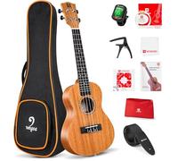 Vangoa Ukulele da concerto da 58 cm, in mogano, per adulti e principianti, con kit completo, ukulele acustico hawaiano professionale per bambini e adulti