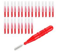 Vaniika Spazzole interdentali, confezione da 25, colore rosso, 0,3 cm, set | Per la pulizia tra i denti dopo i pasti o lontano da casa: manici compatti e tappi individuali mantengono le punte coperte in