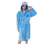 Vanilla Underground Accappatoio unisex con cappuccio Sesame Street Cookie Monster | Accappatoio in pile azzurro chiaro per il bagno e il relax | Chiusura con lacci a maniche lunghe Merchandising