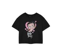 Vanilla Underground Betty Boop - T-shirt corta nera a maniche corte | Maglietta con grafica a cuore | Top girocollo con personaggi dei cartoni animati | Abbigliamento casual retrò da donna, Nero , M