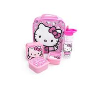 Vanilla Underground Set composto da borsa porta pranzo, borraccia e tre contenitori per snack di Hello Kitty di Vanilla Underground. one rosa