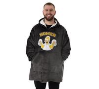 Vanilla Underground Simpson Felpa con Cappuccio indossabile da Uomo | Pullover Nero con Cappuccio per Adulti con Grafica e Tasche del Personaggio Homer | Abbigliamento da casa Foderato in Sherpa