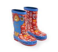 Vanilla Underground Stivali da pioggia per bambini modello Paddington Bear, rossi e blu | Calzature impermeabili da infilare per i giorni di pioggia | Design con grafica del personaggio