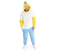 Vanilla Underground The Simpsons Tuta Intera in Pile Giallo, Bianco e Blu da Uomo di Homer | Pigiama e Abbigliamento da Notte con Cappuccio e Cerniera con Personaggi dei Cartoni Animati