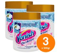 Vanish Oxi Action Smacchiatore in Polvere Capi Bianchi Elimina Macchie 3x500g