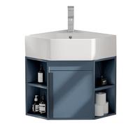 Vanità del bagno con armadietto del lavandino mobile angolo di vanità bagno montato a parete armadio set con rubinetto scarico stoccaggio multifunzionale per piccoli spazi