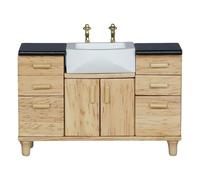 Vanità del bagno in miniatura con lavandino scala 1/12 case delle bambole mobili per giochi di ruolo e decorazione dell'esposizione della scena della casa