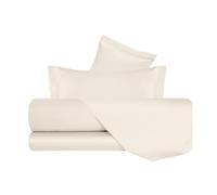 VANITA' DI RASO Completo letto Lenzuola di Raso una Piazza e Mezza Francese, Made in Italy, Lenzuolo Piano 220x290cm + Lenzuolo Sotto con Angoli 140x190cm + 2 Federe a 2 Volani 50x80cm - Panna