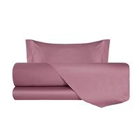 VANITA' DI RASO Completo letto Lenzuola di Raso una Piazza e Mezza, Made in Italy, Lenzuolo Piano 180x290cm + Lenzuolo Sotto con Angoli 120x190cm + 1 Federa a 2 Volani 50x80cm, Rosa Nostalgia