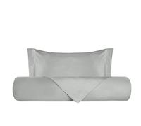 Vanità di Raso Set Copripiumino Una Piazza e mezza, in Raso di Cotone, Sacco Copripiumino 200x200cm + 1 Federe 50x80cm, Made in Italy - Grigio Perla