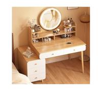 Vanità in legno con sgabello 80 cm, illuminazione regolabile, perfetta per camere da letto e spogliatoi, elegante tavolo cosmetologico per studio di trucco.