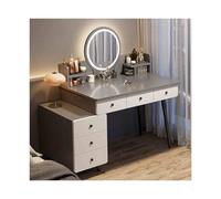 Vanità moderna grigia per trucco con luce regolabile multi-strato Design semplice per camera da letto 100-120 cm (39-47 pollici) - Perfetto organizer per cosmetici.