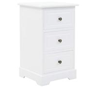 Vanitopaz Comodino in MDF e legno di pino con 3 cassetti, 35 x 32 x 59 cm, bianco, tavolino con maniglie in metallo, spazio per camera da letto, cameretta dei bambini, soggiorno, organizer per sveglia