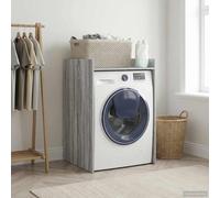 Vanitopaz Mobile per lavatrice in legno Sonoma grigio, 67,5 x 62 x 97 cm, con vano portaoggetti, cassetto e porta per bagno, biancheria, ordine e ripiano