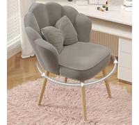 Vanity Chair - Sedia da trucco girevole a 360° a forma di fiore con schienale alto per soggiorno, spogliatoio, camera da letto, ufficio e casa, design moderno e comfort, colore: grigio