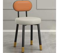 Vanity Chair - Sedia da trucco imbottita in ecopelle, elegante arancione grigio con gambe in metallo, perfetta per tavoli da toeletta e sale di bellezza (struttura nera)