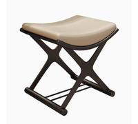 Vanity Chair Sgabello per trucco, in pelle senza schienale, con gambe a X in metallo, design moderno per soggiorno e bagno, dimensioni: 38,1 cm P x 45 cm L x 45 cm