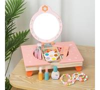 Vanity Da Gioco Per Bambini - Tavolo da Toeletta in Legno con Specchio | Set Toeletta Gioco Pieghevole per Bambini con Pettine e Cosmetici | Per Compleanno Natale Salone Studio Casa Camera Dei