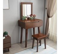 Vanity Desk Set con specchio e sgabello imbottito, tavolo da trucco compatto per camera da letto e toelettatura, 80 x 40 x 75 cm