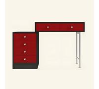 Vanity e cassettiera combinati | Toeletta in legno massello, dotata di spazio contenitivo, ideale per la camera da letto o il soggiorno(Red,Model B)
